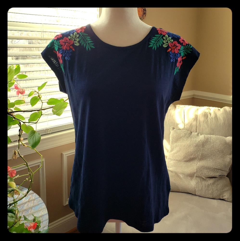《NWT》 Talbots navy floral shirt
